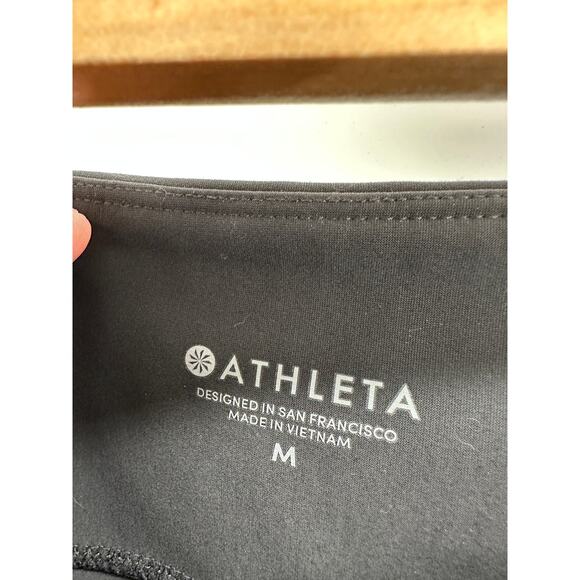Athleta Pants Womens Medium Black Stellar Cropped Leggings Zipper Pockets - Picture 6 of 10